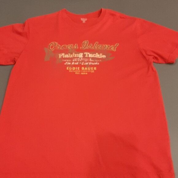 Eddie Bauer Red Fishing Tee - Picture 1 of 7